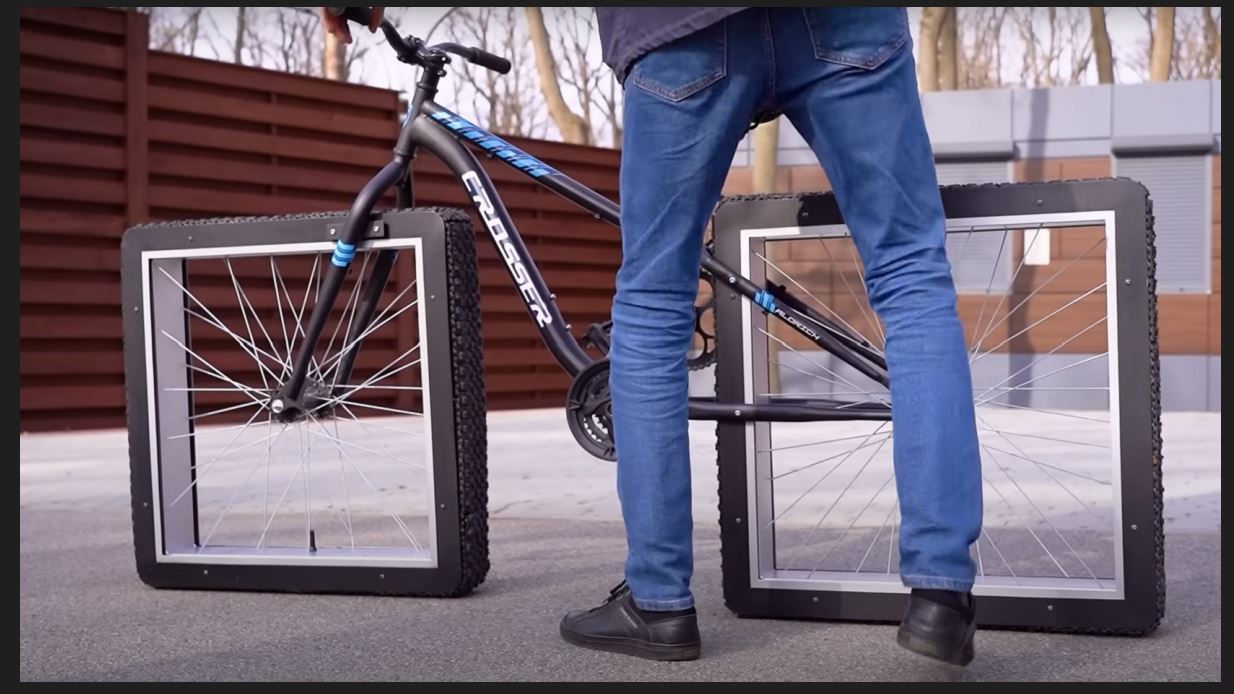 Hombre construyó una bicicleta con ruedas cuadradas. ¡Y funciona! (+Video)