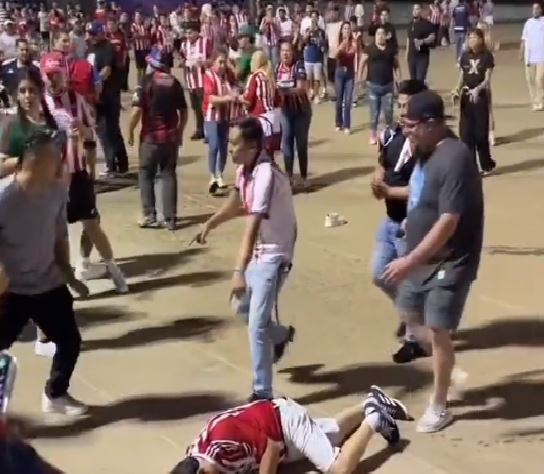 Aficionados de Chivas se pelean a las afueras del estadio tras eliminación en la Leagues Cup (Video)