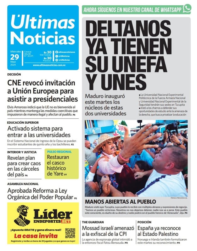 Titulares de la prensa nacional para este 29 de mayo