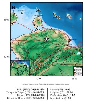 Sismo no sentido se registró en Churuguara, Falcón