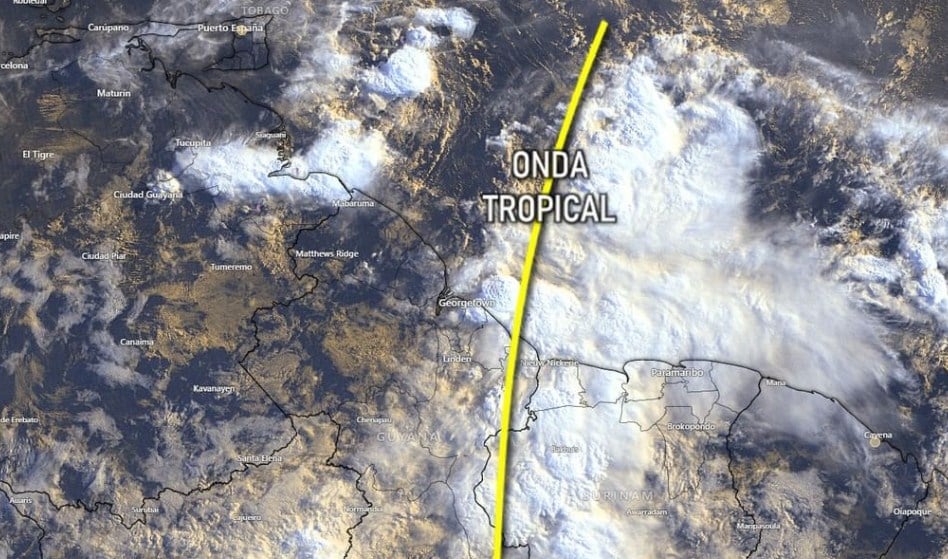 Primera onda tropical de la temporada ocasionará lluvias en zonas de Guayana Monagas y Anzoátegui