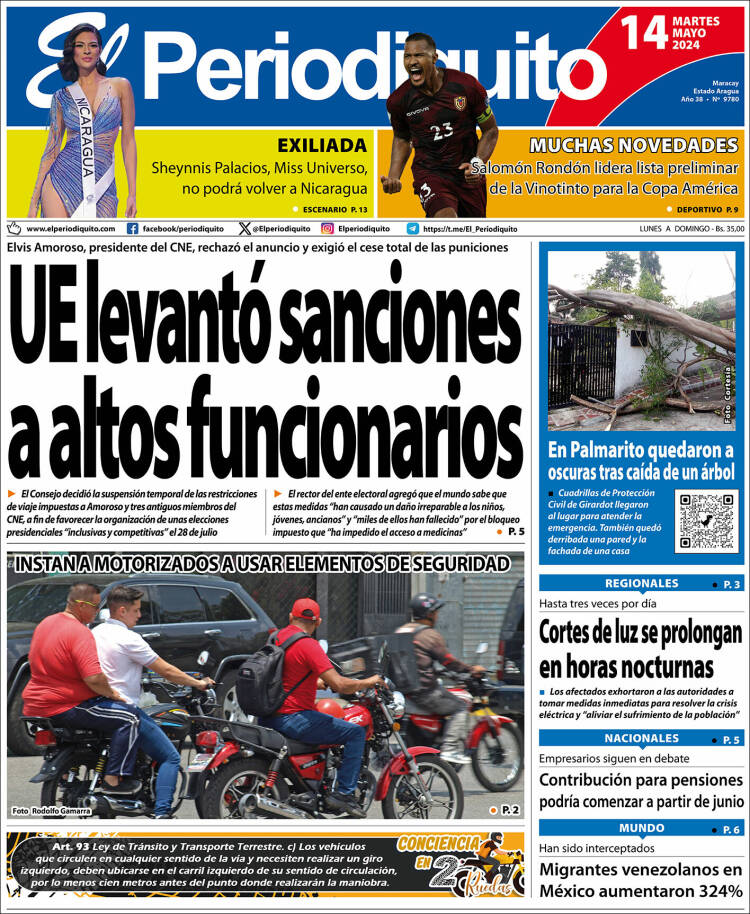 Titulares de la prensa nacional para este 14 de mayo