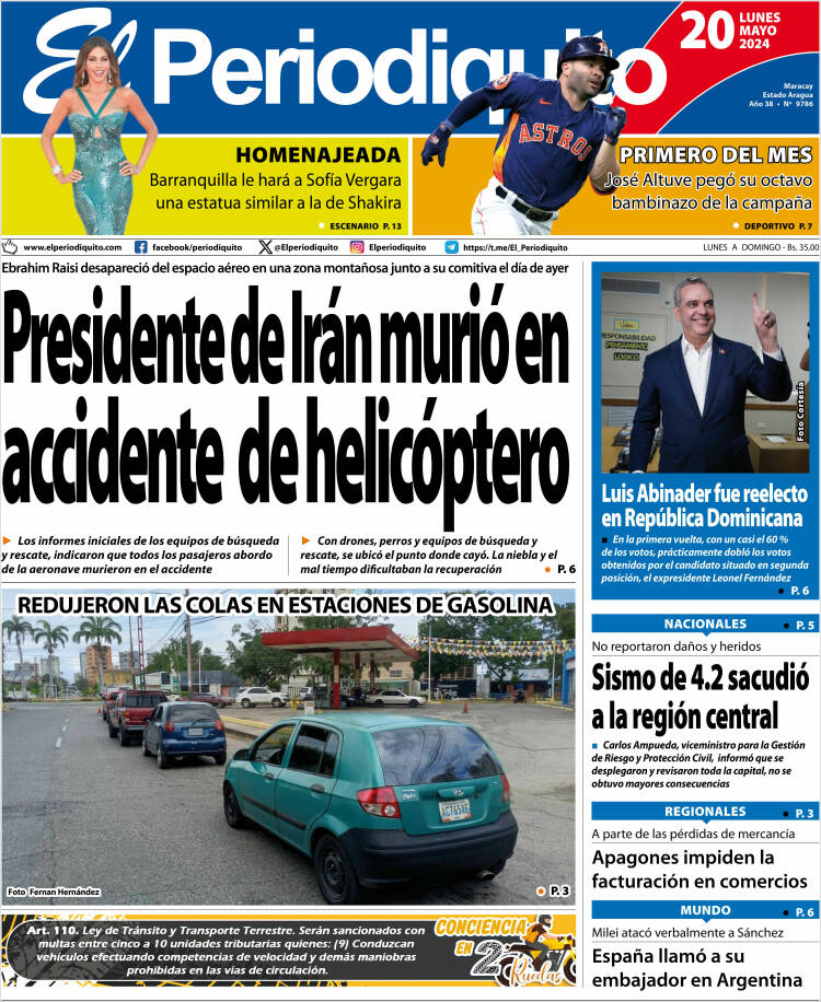 Titulares de la prensa nacional para este 20 de mayo