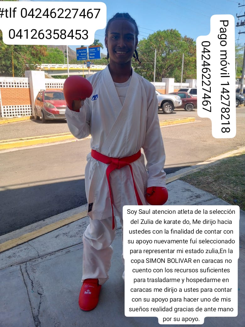 Hagamos realidad el sueño de Saul Atencio de ser parte de la selección de Karate Zulia