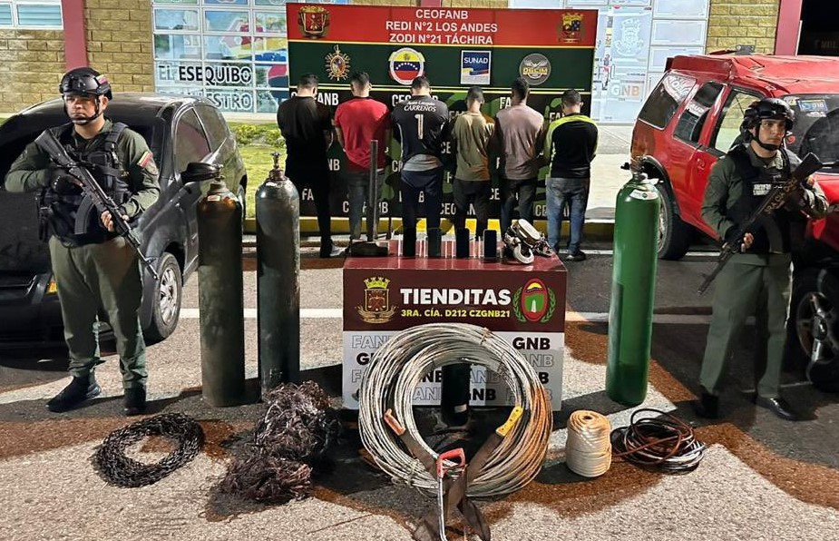 Por tenencia y presunto hurto de material estratégico fueron detenidos seis hombres en Táchira