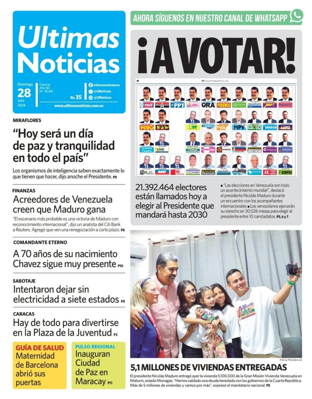 Titulares de la prensa nacional para este 28 de julio