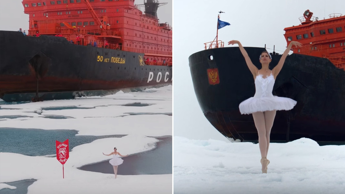 Pasajera de un crucero interpreta ‘El lago de los cisnes’ sobre hielo en el Polo Norte