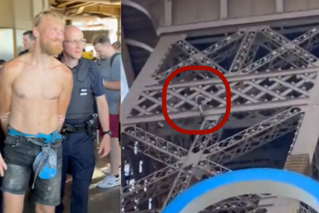 Detienen al hombre que escaló la Torre Eiffel previo al cierre de los Juegos Olímpicos de París