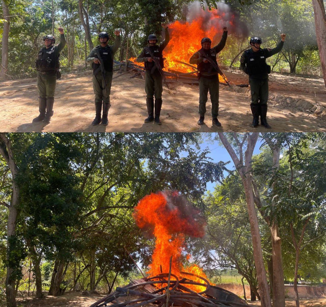 FANB destruye un campamento de minería ilegal en el sur del país