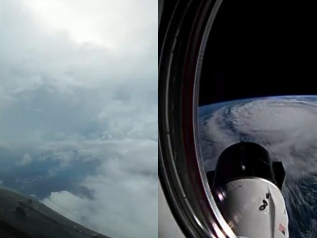 Así se ve el ojo del poderoso huracán Milton desde un avión cazatormentas