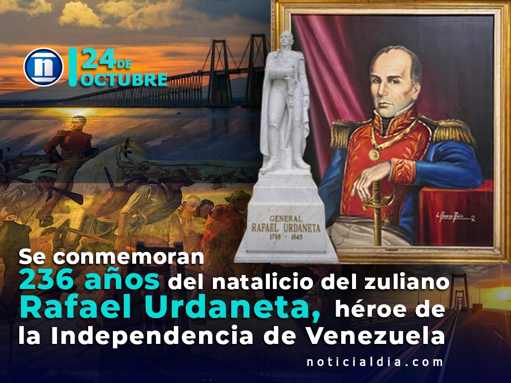 Se conmemoran 236 años del natalicio del zuliano Rafael Urdaneta, héroe de la Independencia de Venezuela