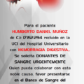 Humberto Daniel Muñoz necesita donantes de sangre