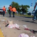 Fuerte choque entre moto y carreta deja tres hombres heridos en Milagro Norte, a la altura de Teotiste de Gallegos