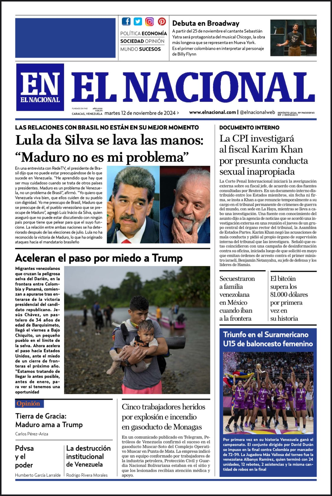 Titulares de la prensa nacional para este 12 de noviembre