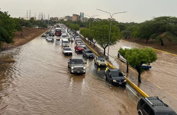 Colapso en la C-1: Vehículos fueron arrastrados por fuertes lluvias y sus conductores se bajaron de sus unidades ante el peligro