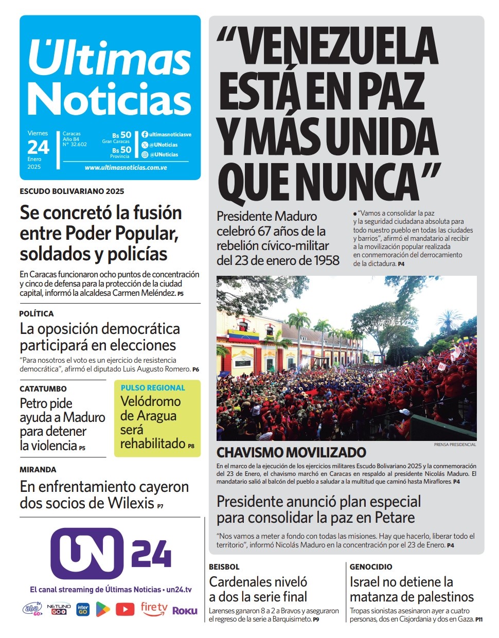 Titulares de la prensa nacional para este sábado 25 de enero