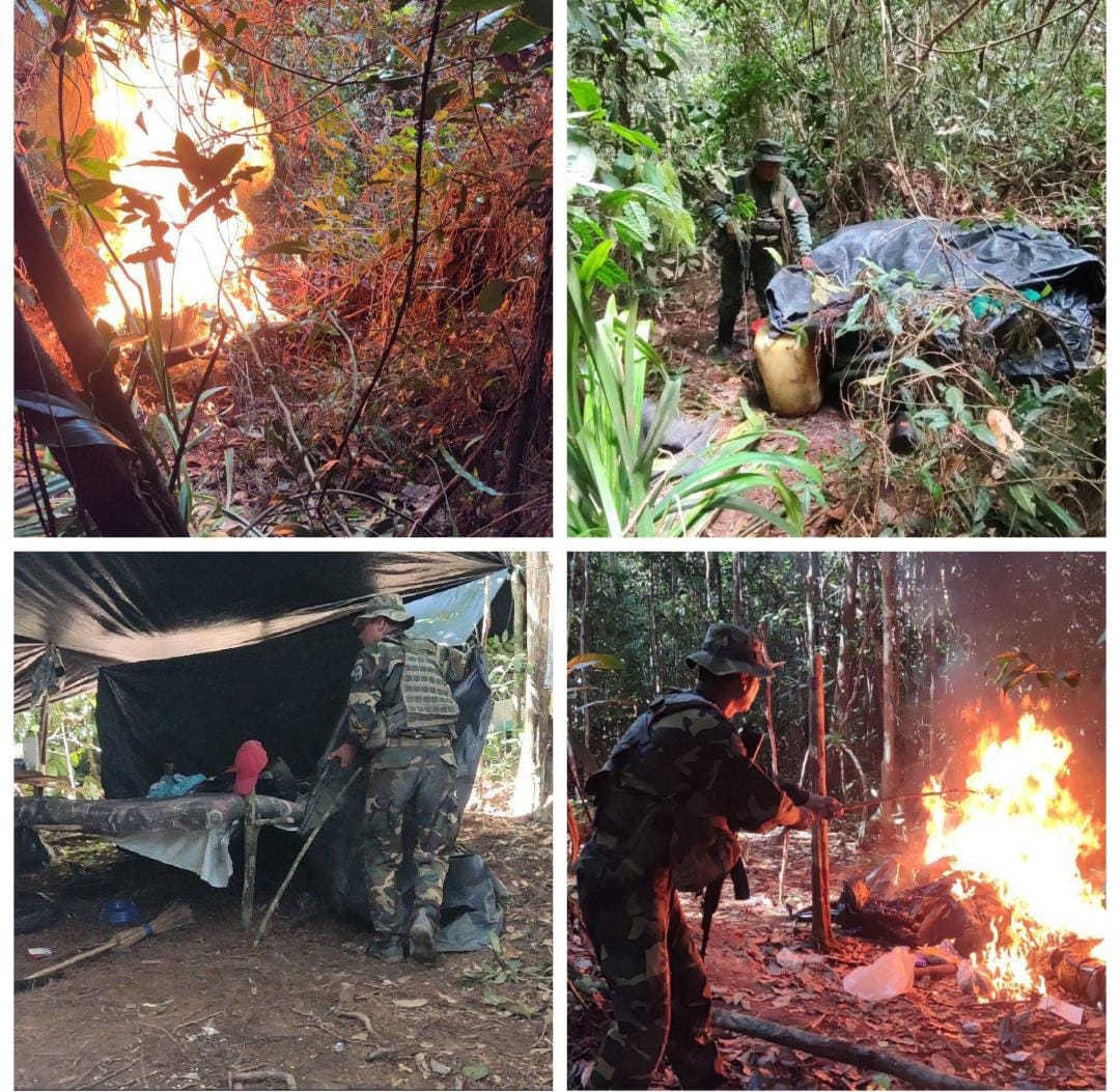 Autoridades destruyen un campamento de minería ilegal en el sur del país