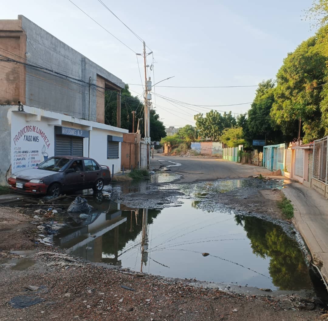 Botes de aguas negras en la calle 40 del sector 