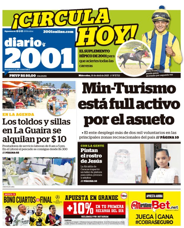 Titulares de la prensa nacional para este miércoles 16 de abril
