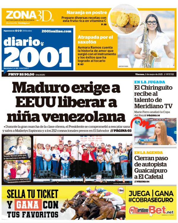 Titulares de la prensa nacional para este viernes 2 de mayo