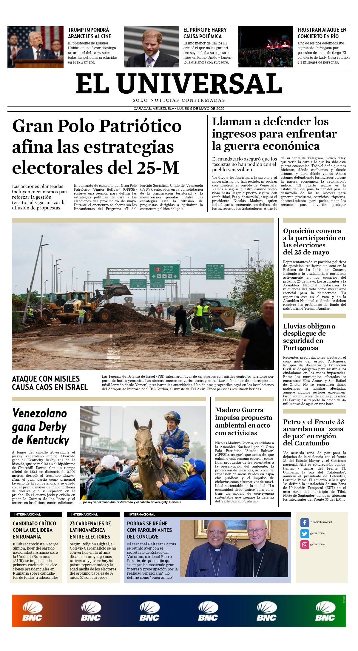 Titulares de la prensa nacional para este lunes 5 de mayo