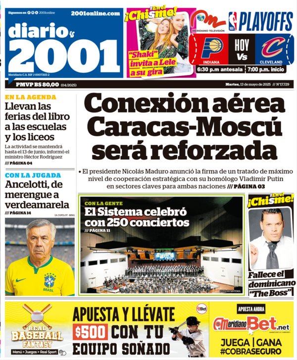 Titulares de la prensa nacional para este martes 13 de mayo
