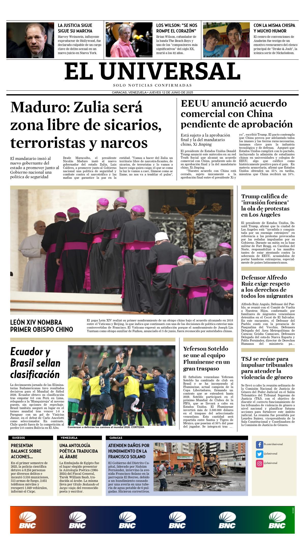 Titulares de la prensa nacional para este jueves 12 de junio