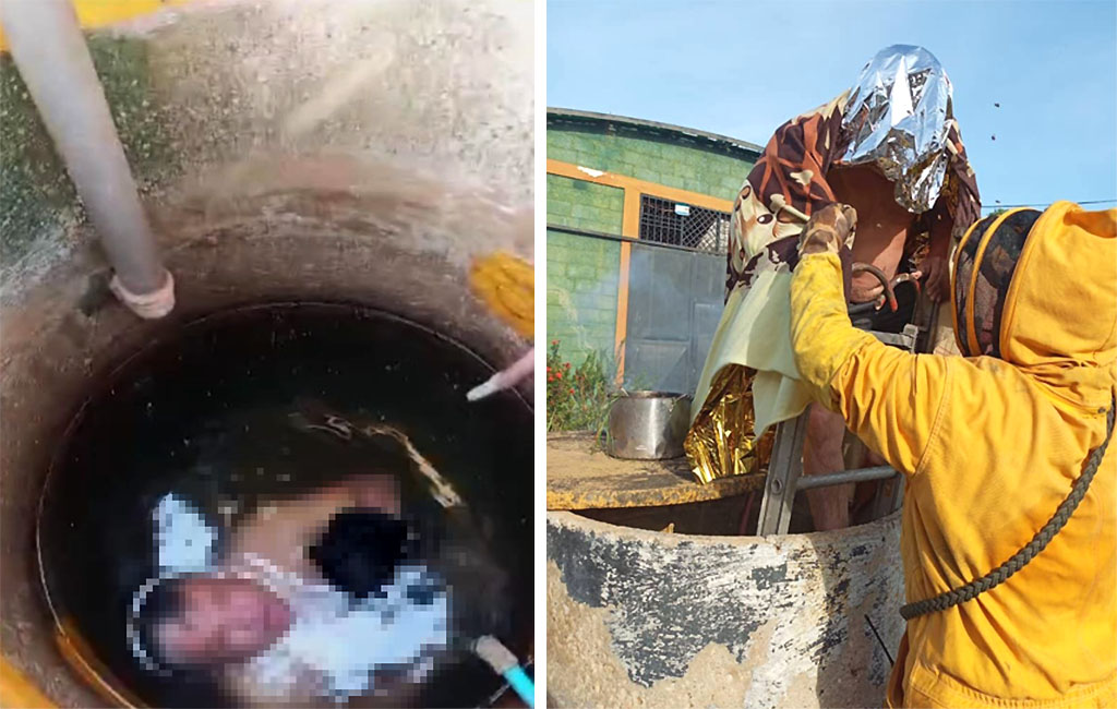 Rescatan a hombre atacado por enjambre de abejas dentro de un tanque subterráneo en Santa Rita
