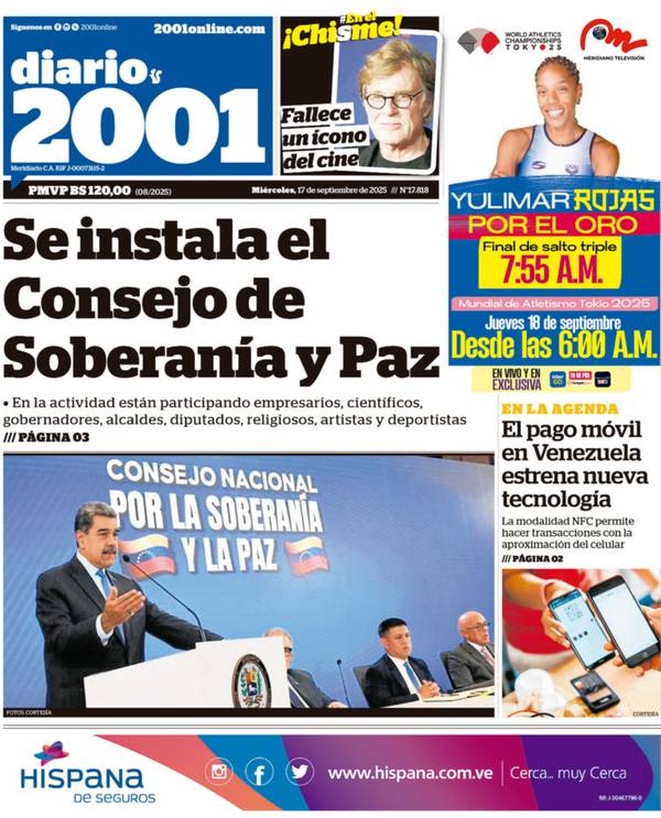 Titulares de la prensa nacional para este miércoles 17 de septiembre