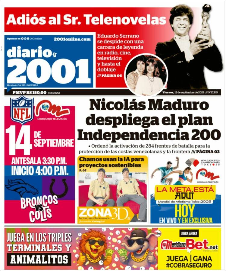 Titulares de la prensa nacional para este viernes 12 de septiembre