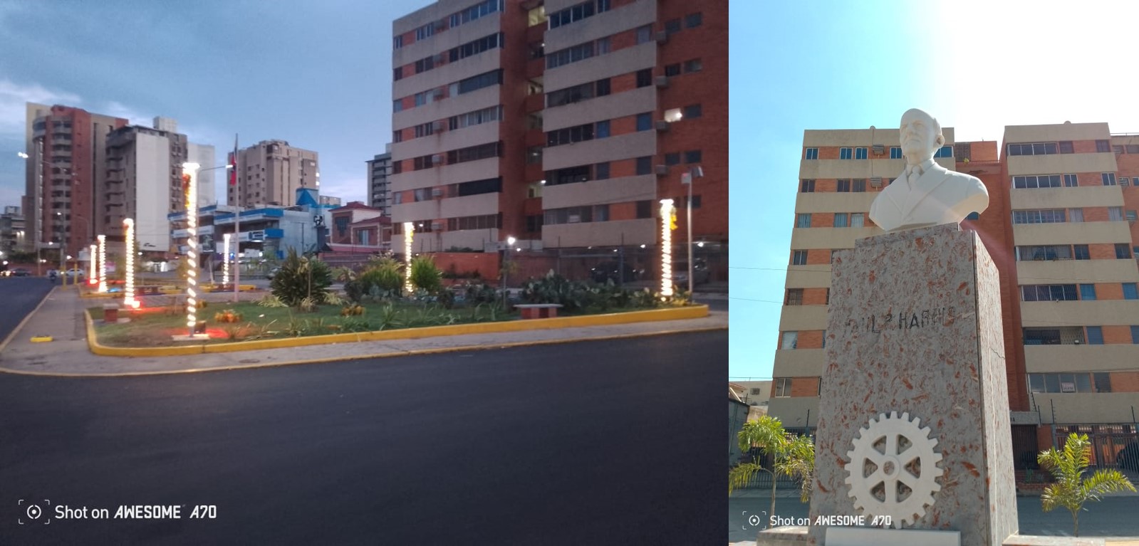 La placita Paul Harris de día y de noche embellece a Maracaibo