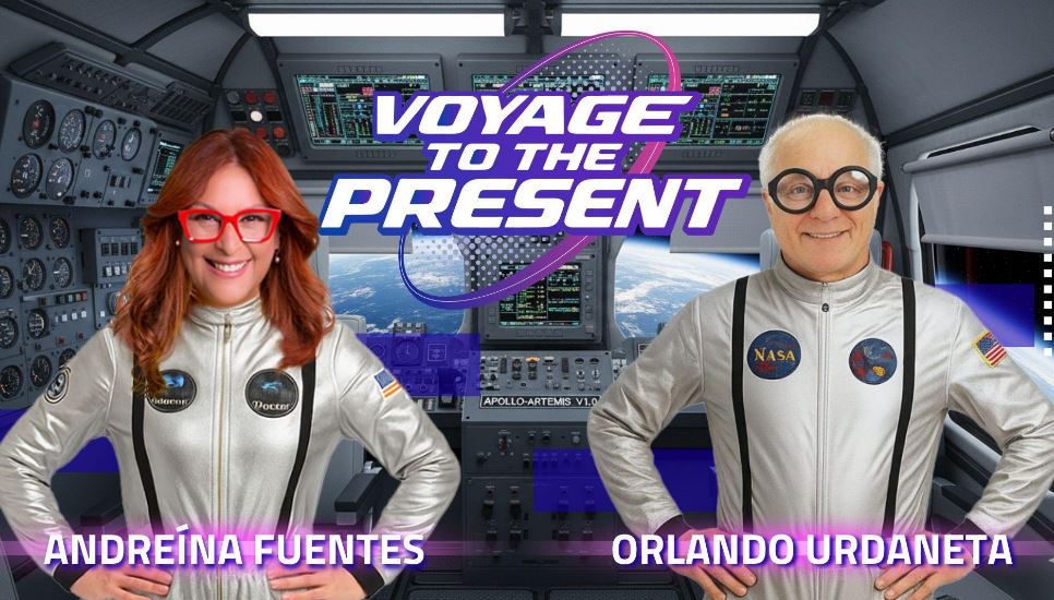 Orlando Urdaneta y Andreína Fuentes estrenan su podcast Voyage to the present, en Miami
