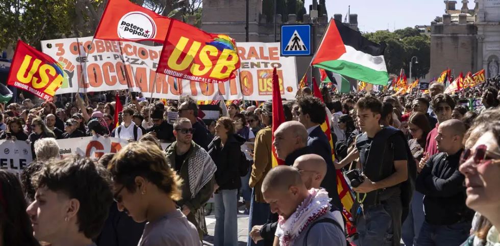 Protestas masivas en Italia contra la guerra en Gaza