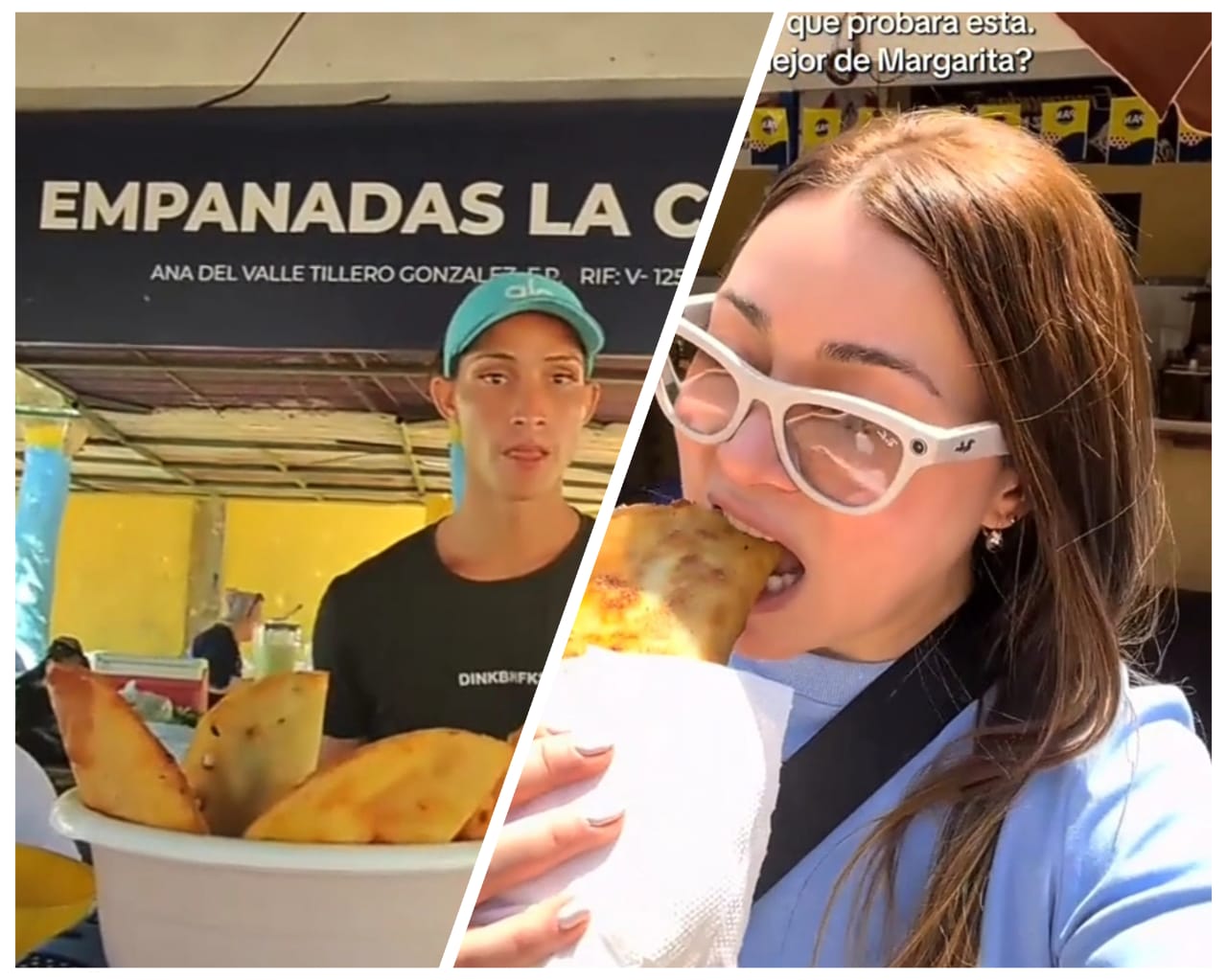 Maracucha prueba la empanada Ricky Martin en Margarita y confirma que lleva chance