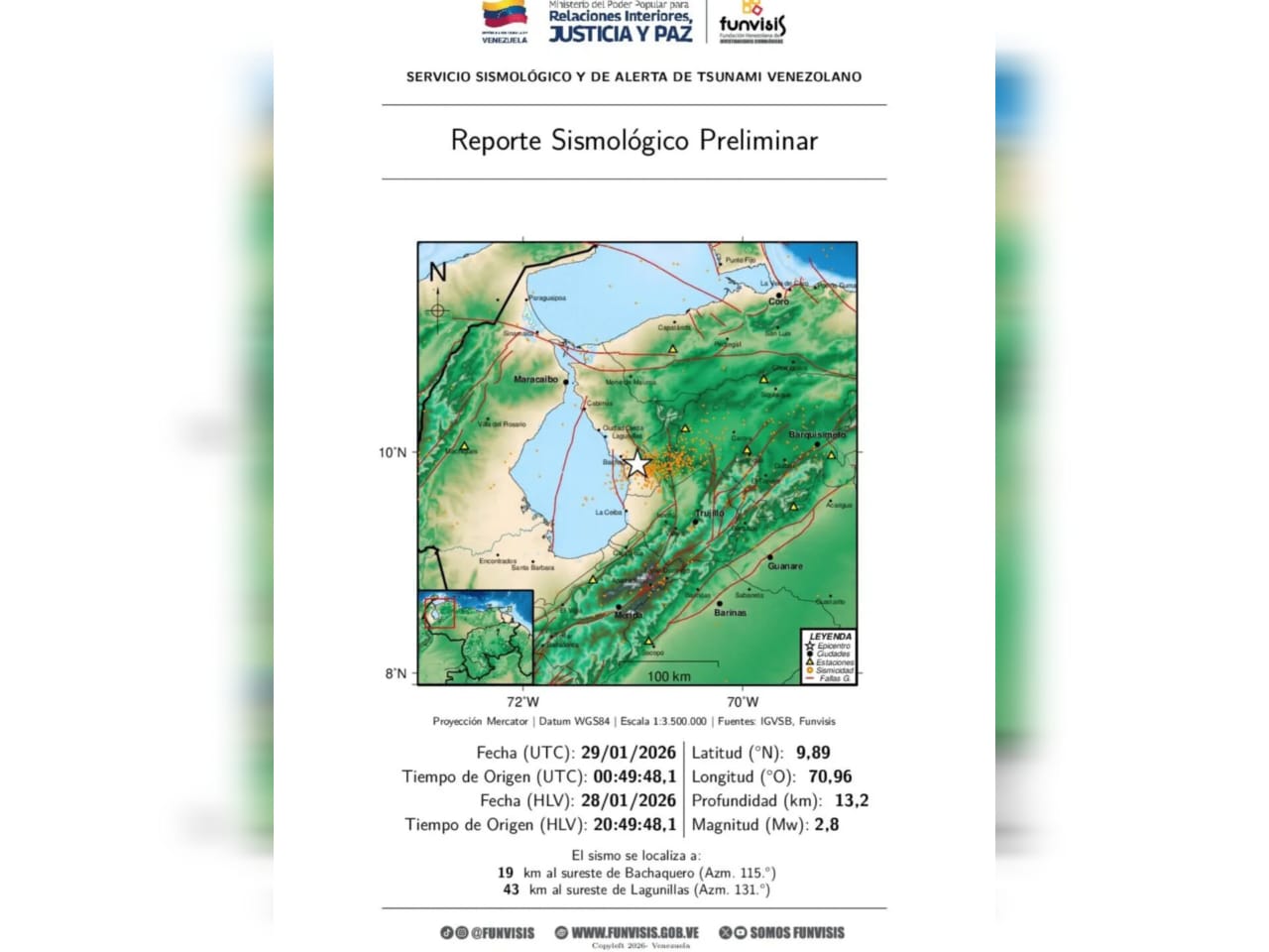 Reportan sismo de magnitud 2.8 en Bachaquero
