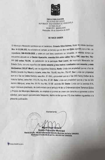 Notificiación: Solicitud de Ejidos